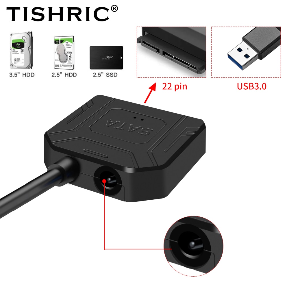TISHRIC Ÿ-C/USB3.0-SATA 22  ̺ ̺ 22  , 2.5 ġ  HDD SSD  USB 3.0-Sata III ڵ